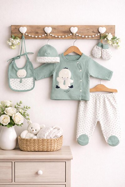 BYS BABY FASHION طقم بدلة خروج من المستشفى للفتيات حديثي الولادة مكون من 5 قط...