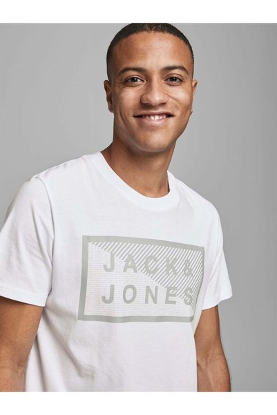 Jack & Jones Jack&Jones 12185035   0 Collar Men's T-Shirt - White