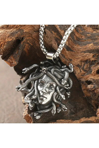 Choice قلادة ميدوسا رجالية مع سلسلة، قلادة بتصميم ثعبان عتيق، إكسسوارات حفلات...