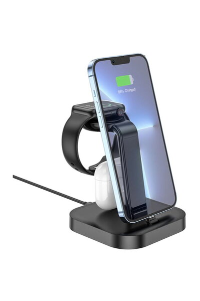 Hoco KF2314302 Statie de incarcare pentru iPhone, Apple Watch, AirPods Black