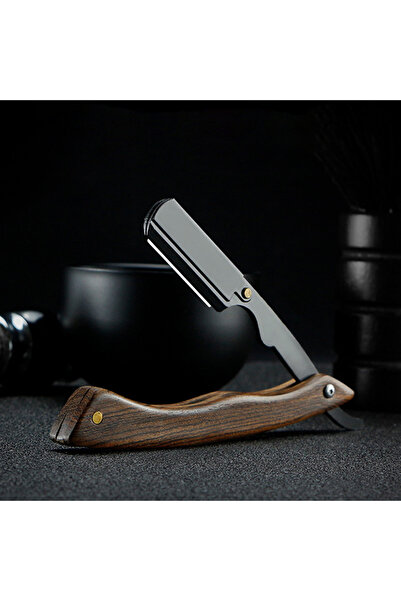 Choice حامل شفرات حلاقة قابل للطي من الفولاذ المقاوم للصدأ بتصميم عتيق من خشب...