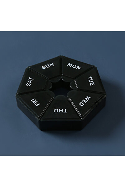 Choice علبة حبوب فيتامينات صغيرة الحجم سوداء اللون، محمولة، للسفر، علبة حبوب،...