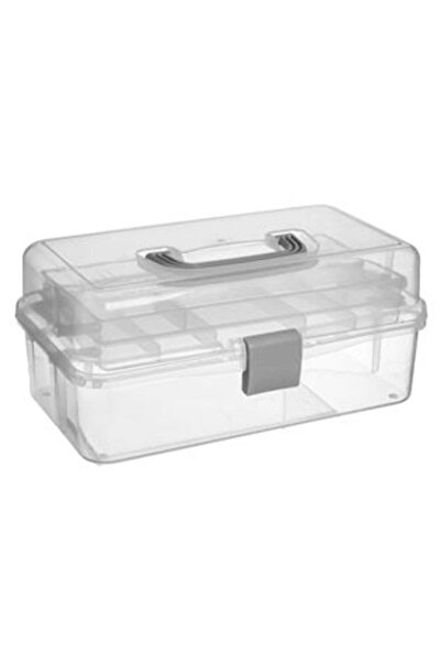 SHOPIENS Organizer Case with 3 Levels Transparent Plastic 32.5 x 19.5 x 14.5 cm