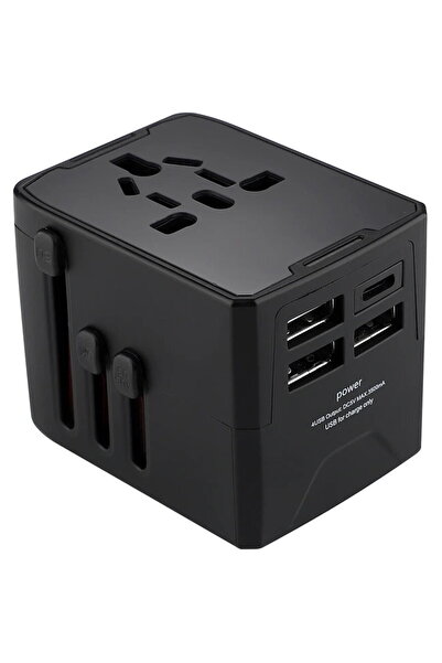 Techsuit Adaptor pentru Priza 3 x USB, Type-C, EU, UK, AUS, US - (HHT904) - B...