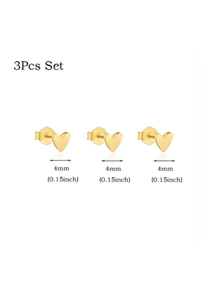 Choice 3Pcs Gold 3Pcs Smooth Love Butterfly Back Stud Earrings For Women, 14K...