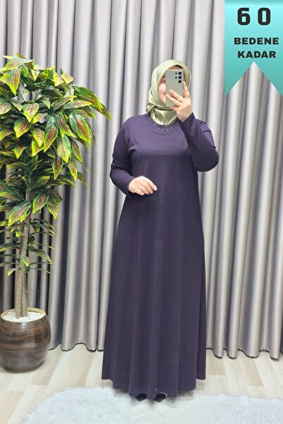 Elmas Tesettür Women's Hijab Plus Size Clothing Mother's Dress with Stone Collar