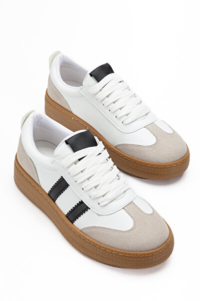 RİSSOLİ Women's Sneaker Lace-Up Flat Thick Sole Sports Shoes White