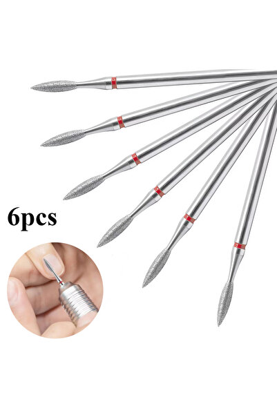 Choice 6pcs 6-Piece Set Diamond Flame-Shaped Nail Drill Bit for Removing Exce...