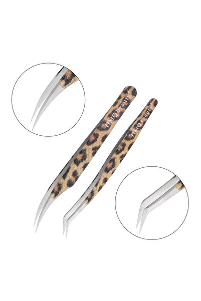 choice2 مجموعة من 9 قطع من ملاقط رموش بنقشة جلد النمر، مصنوعة من الفولاذ المق...