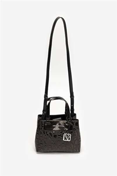 Armani Exchange Kadın Manyetik Kapamalı Fermuarlı Bölmeli Logo Desenli Siyah ...