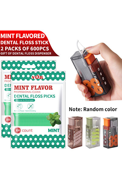 Choice 2 packs of 600PCS A 50/150/300/600PCS ultra-fine mint dental floss sti...