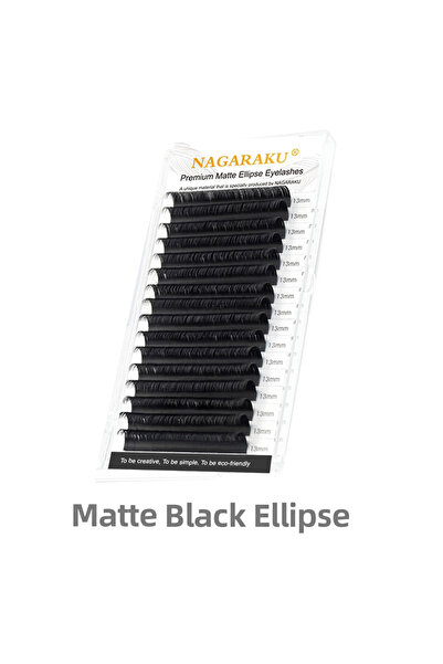 Choice9 رموش NAGARAKU سوداء غير لامعة، مقاس 13 مم، سمك 0.20 مم، شكل بيضاوي مس...