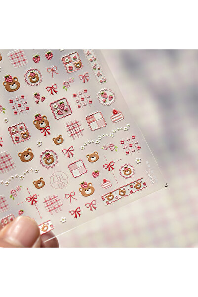 Choice قطعة واحدة من ملصقات أظافر أرنب كاواي خماسية الأبعاد، مزينة برسومات كر...