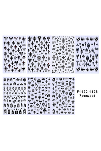 Choice مجموعة ملصقات أظافر ثلاثية الأبعاد سوداء قوطية للهالوين، تصميم رائع، ح...