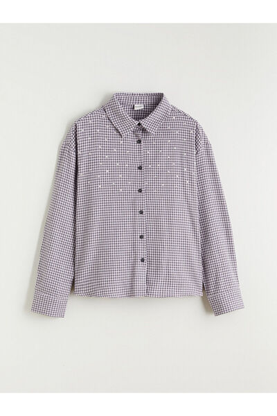 LC Waikiki Cămașă pentru fete în carouri, cu pietre, din noua colecție Özmarka