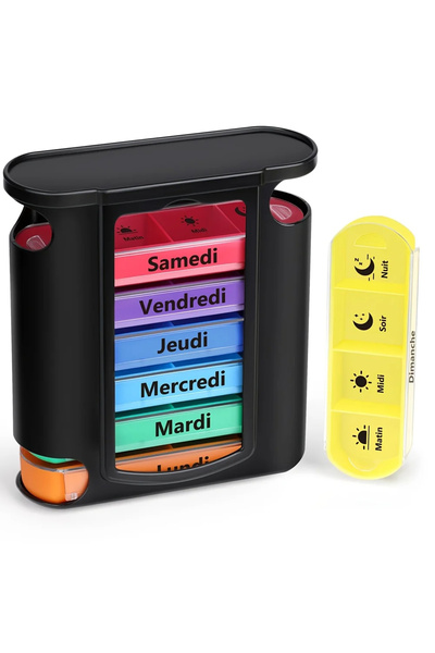 Choice black 4-Compartment Weekly Pill Organizer - Morning, , Evening, Night ...