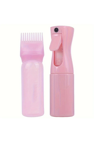 Choice مجموعة أدوات وضع زيت الشعر الوردي، مشط لتوزيع الزيت على الجذور، بخاخ ر...