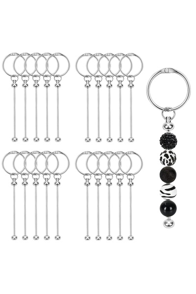 Choice 3PCS Silver 3/5/10/20 Set Beadable Keychain Bars DIY Bead Key Chain Fo...