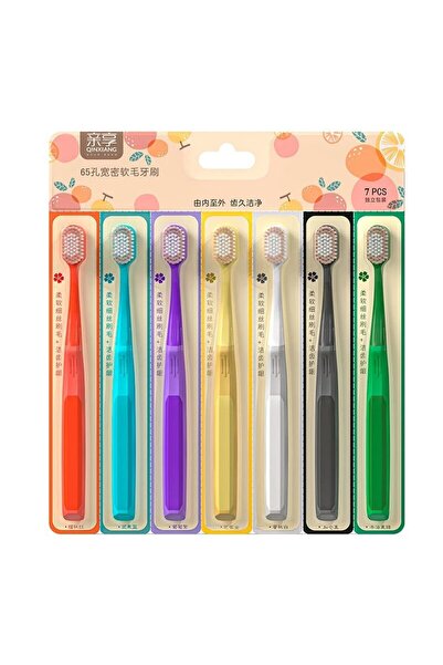 Choice فرشاة أسنان متعددة الألوان، 7 قطع، برأس سلكي مدبب عريض وشعيرات ناعمة، ...