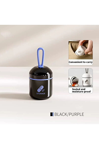 choice2 علبة أدوية صغيرة سوداء بنفسجية قطعة واحدة - صغيرة الحجم، عملية، مقاوم...
