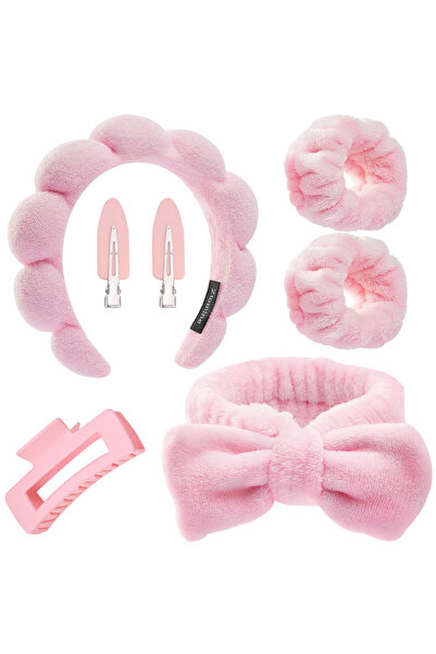 Choice 7pcs Pink 3/7pcs Makeup Headband Set Skincare Headbands Sponge Cloth W...