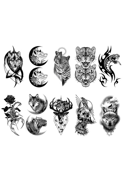 Choice K10A4 (10 قطع) 10 قطع من ملصقات الوشم المؤقتة المقاومة للماء بتصميمات ...