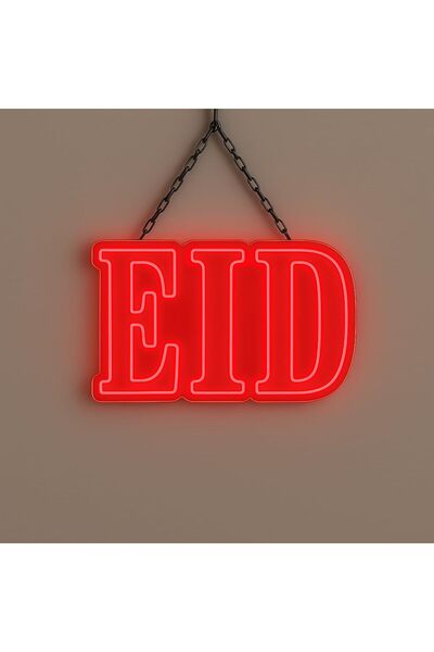 Slasa LED Eid Neon Sign 27.5×21.7 cm with 6mm Acrylic Base Red Wall Light