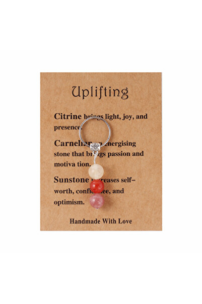Choice Uplifting Natural Stone Keychains Women's Men Healing Amethyst Key Rin...