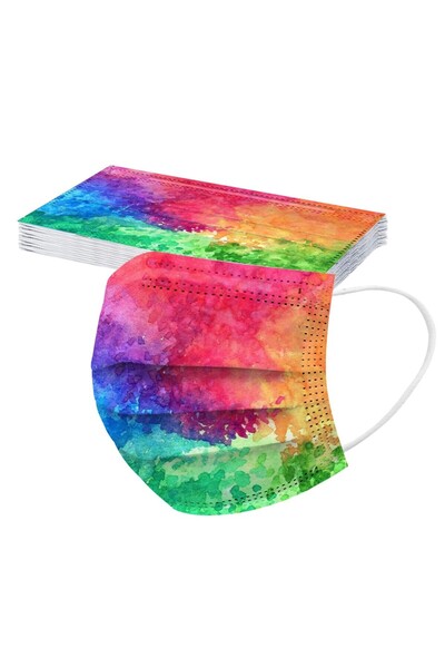 Choice 10PCS Children'S Tie-Dye Masks 10pcs Disposable Masks Watercolor Print...