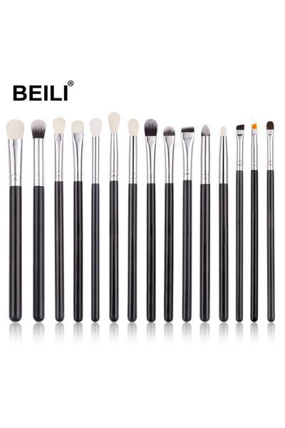 Choice NO LOGO 15 Pcs BEILI Black Makeup Brushes With Bag Premium Professiona...