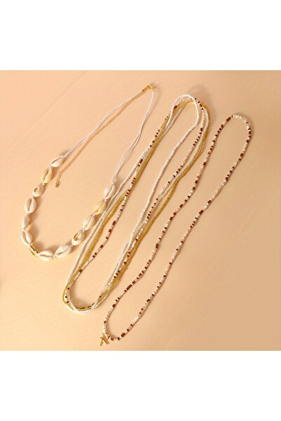 Choice سلسلة خصر مزينة بخرز على شكل نجم البحر، لون فاتح، مكونة من 6 قطع، بتصم...