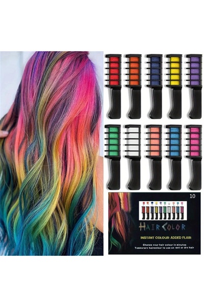 Choice 10pcs 10 color portable Hair dye set Chalk Comb temporary washable hai...