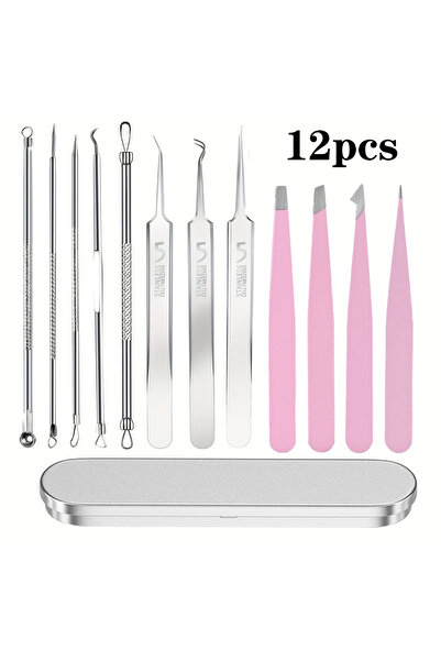 Choice1 12pcs(pink) 12pcs Blackhead Tools,Pimple Popper Tool Kit, Quick and E...