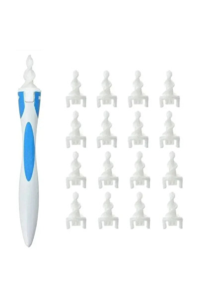 Choice مجموعة أدوات إزالة شمع الأذن من السيليكون الناعم الأزرق | 16 رأسًا بدي...