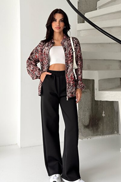 Ded COLLECTION Women's Ethnic Patterned Modern Zippered Jacket Pants Scuba Fa...