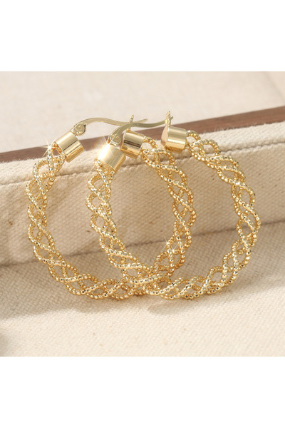 Choice T1003 Classic Fashion Golden Plated Copper Big Circle Twist Hoop Earri...