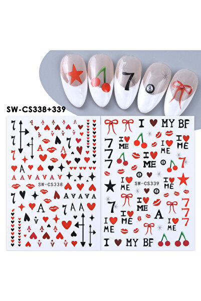Choice SW-CS338 339 قطعتان من ملصقات أظافر بتصميم كرز البوكر Y2K، ملصقات لاصق...