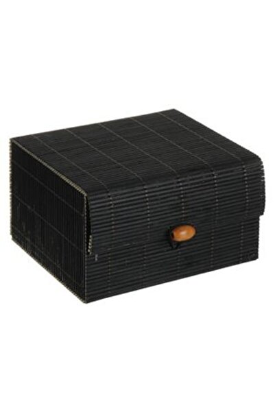 SHOPIENS Black Bamboo Storage Box 13 x 12 x 8 cm