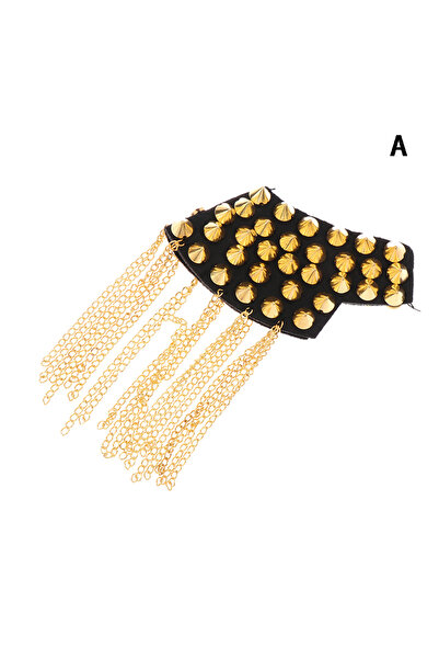 Choice A 1Pc Fashion Shoulder Epaulets Vintage Spike Rivet Tassel Epaulet Sho...