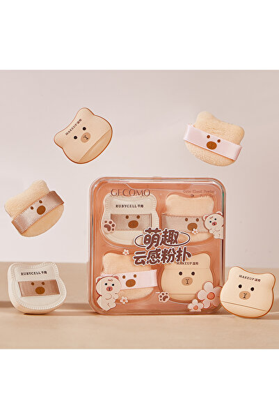 Choice مجموعة إسفنجات بودرة على شكل دب لطيف مكونة من 5 قطع، ناعمة الملمس، للا...