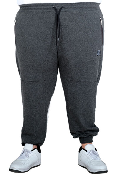 ModeXL Mode XL Large Size Men's Skinny Leg Zippered Sweatpants 22501 Anthracite