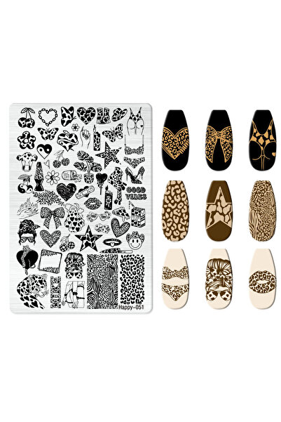Choice HP-51 لوحات ختم أظافر بتصميمات حيوانات وقلوب كرتونية، وأوراق وأزهار، و...