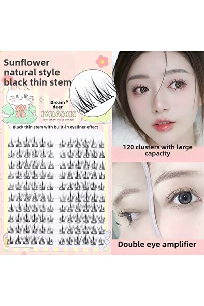 Choice رموش صناعية من نوع "دريم دير" بنمط زهرة عباد الشمس، ساق سوداء، قطع طبي...