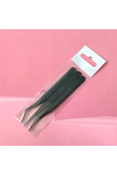 Choice 3pcs Black 3pcs set Professional Eyelash Tweezers Titanium Curved Head...