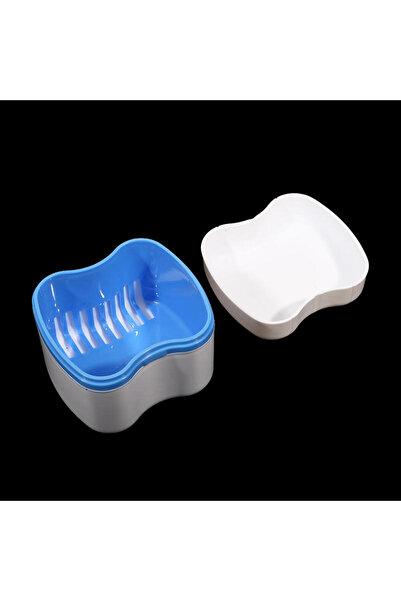 Choice1 كوب تنظيف أطقم الأسنان للحمام، لون أزرق فاتح، علبة تنظيف واقي الفم، ع...