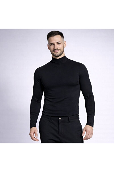 Asimetrix Store Men's black cotton turtleneck