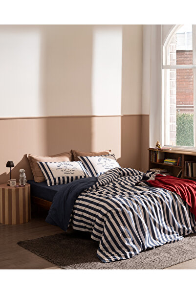 Madame Coco طقم غطاء لحاف أوليفييه كينج سايز 100% قطن مطبوع من رانفورس - أزرق...