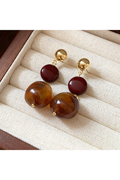Choice Irregular Maillard Vintage Temperament Resin Drop Earrings for Women G...