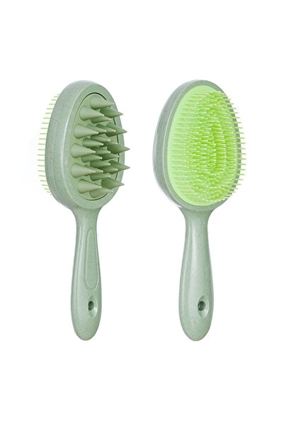 Choice فرشاة شعر خضراء بمقبض واحد، مصنوعة من قش القمح، فرشاة شامبو لفروة الرأ...