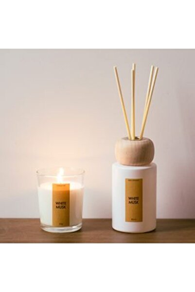 SHOPIENS White Musk Scented Oil with Sticks & Candle - 80 ml